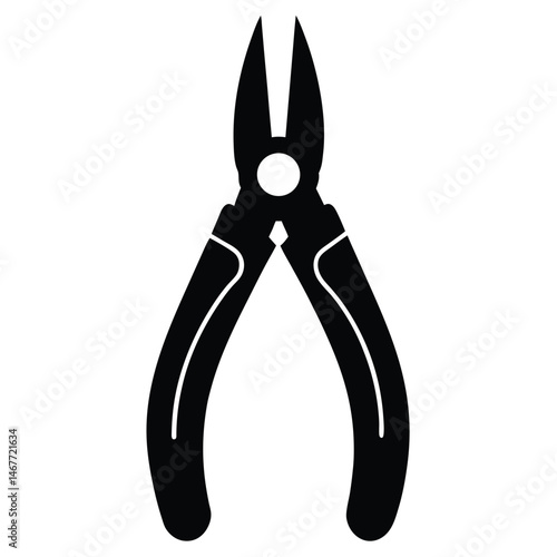 Black cutting pliers tool with handles designed for gripping and cutting materials appear sturdy