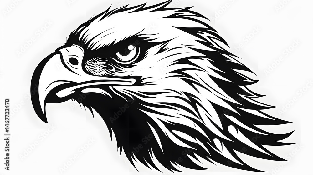 Obraz premium Professional Side View Vector Artwork of Menacing Eagle Head for Stock Photos