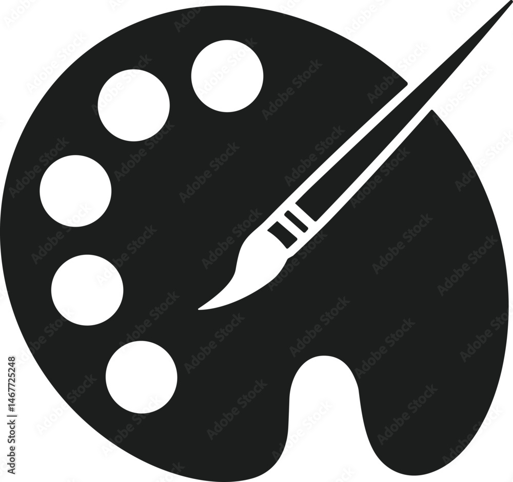 Art Palette and Brush Silhouette Vector for Back to School Design Projects Art Palette and Brush Silhouette Vector for Back to School Design Projects