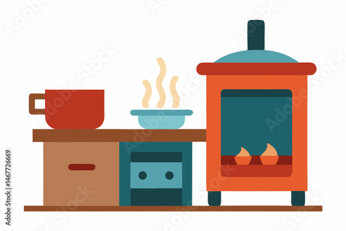 old stove with fireplace
