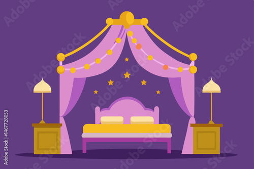 An enchanting amusement park scene featuring a vintage carousel with a bright marquee tent against a festive night sky
