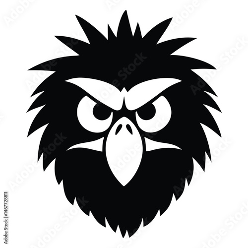 Angry eagle stares intensely forward in a striking black and white graphic