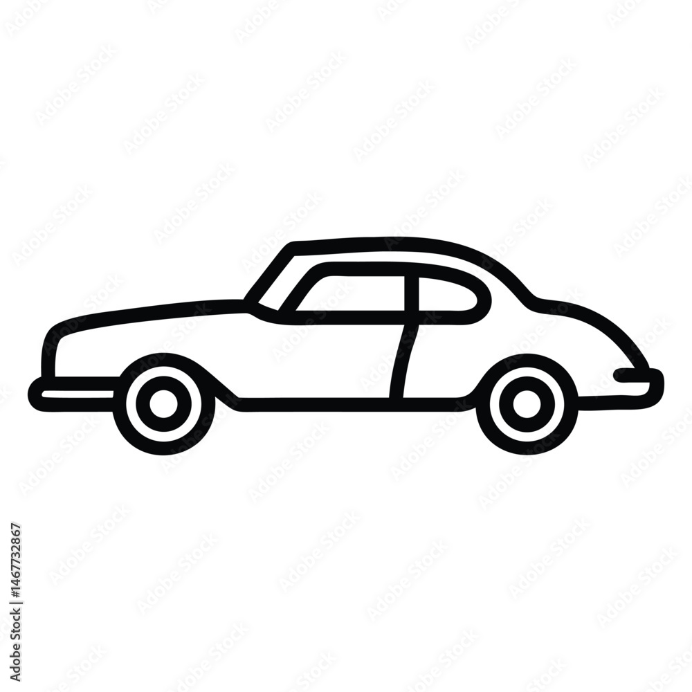 Bold outlines clearly define a minimalist icon of a classic coupe car Bold outlines clearly define a minimalist icon of a classic coupe car