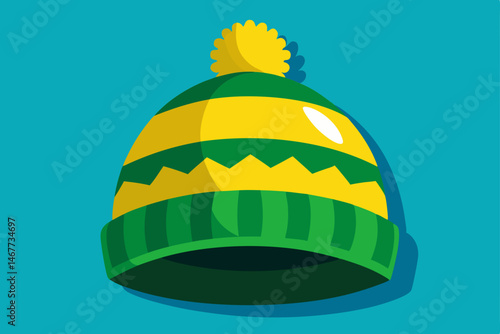 green and yellow winter hat keeping you warm