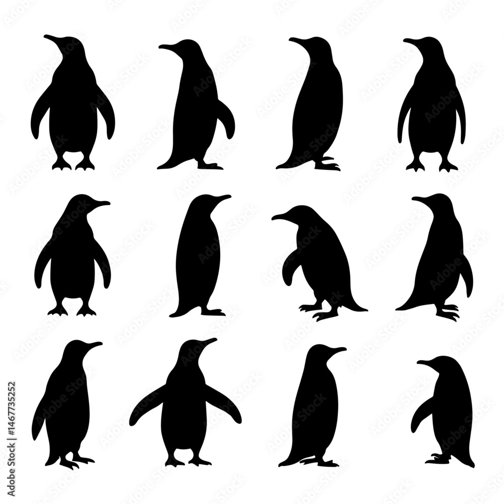 Obraz premium Penguin silhouettes vector, penguin silhouettes vector