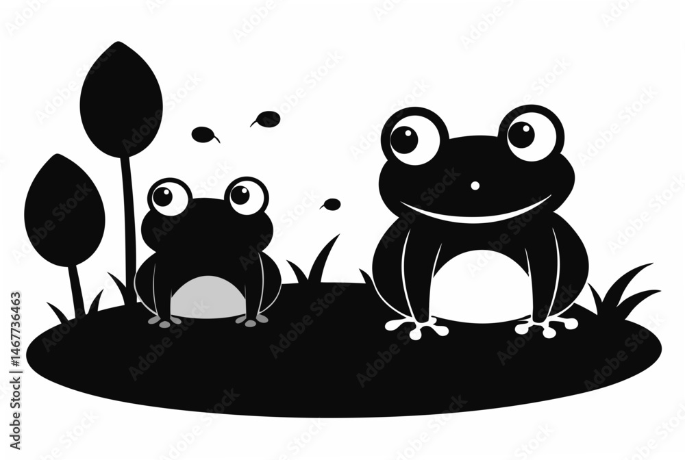 Obraz premium two frogs on a branch