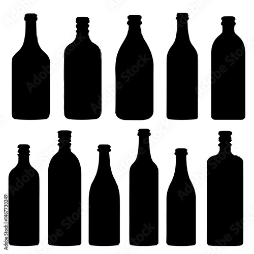 set of bottles isolated