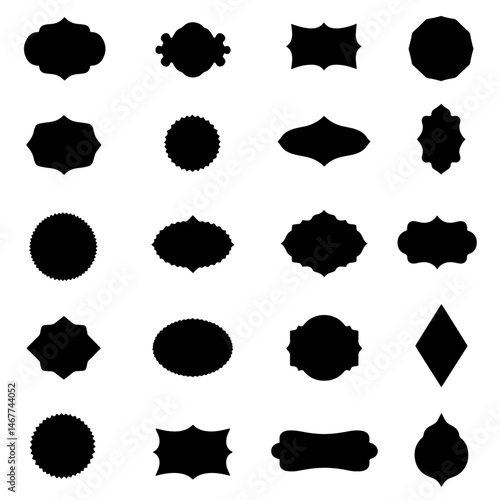 set of black and white labels