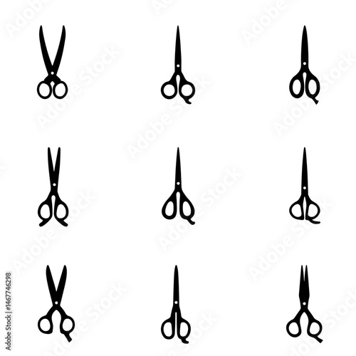 black silhouettes of scissors vector
