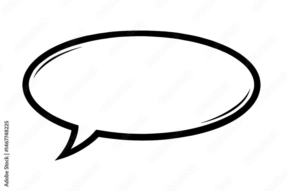 Black Outline Wide Oval Speech Bubble. Graphic Element Vector Icon Representing Communication or Dialogue. Black Outline Wide Oval Speech Bubble. Graphic Element Vector Icon Representing Communication or Dialogue.