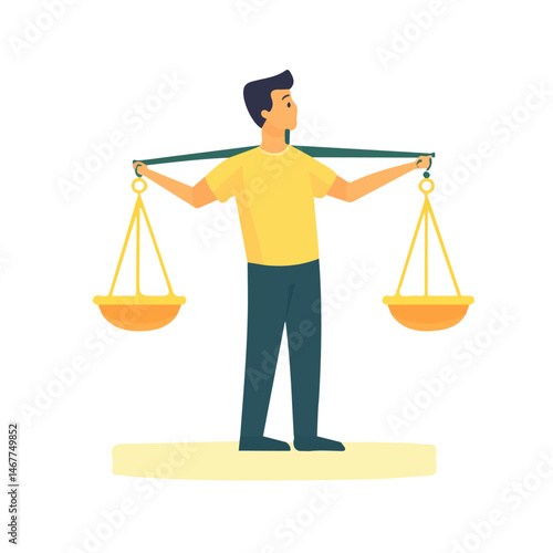 Discipline Flat vector, minimalist design, isolated on a white background.