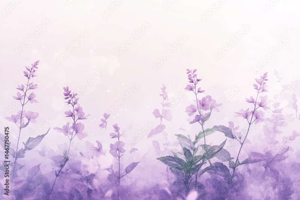 Obraz premium Delicate, pastel purple floral design, soft and dreamy.