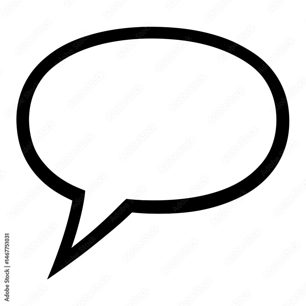 Black Outline Simple Oval Speech Bubble. Graphic Element Vector Icon Representing Communication or Dialogue. Black Outline Simple Oval Speech Bubble. Graphic Element Vector Icon Representing Communication or Dialogue.