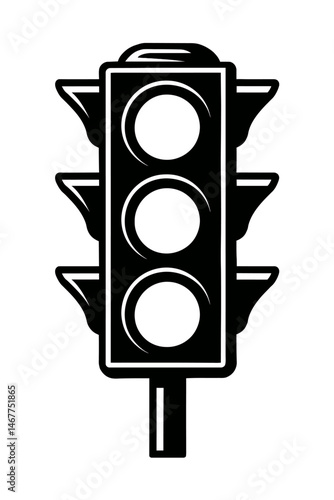 Black Silhouette Traffic Light. Transport Graphic Element Vector Icon Symbolizing Stop, Go, or Traffic Control.