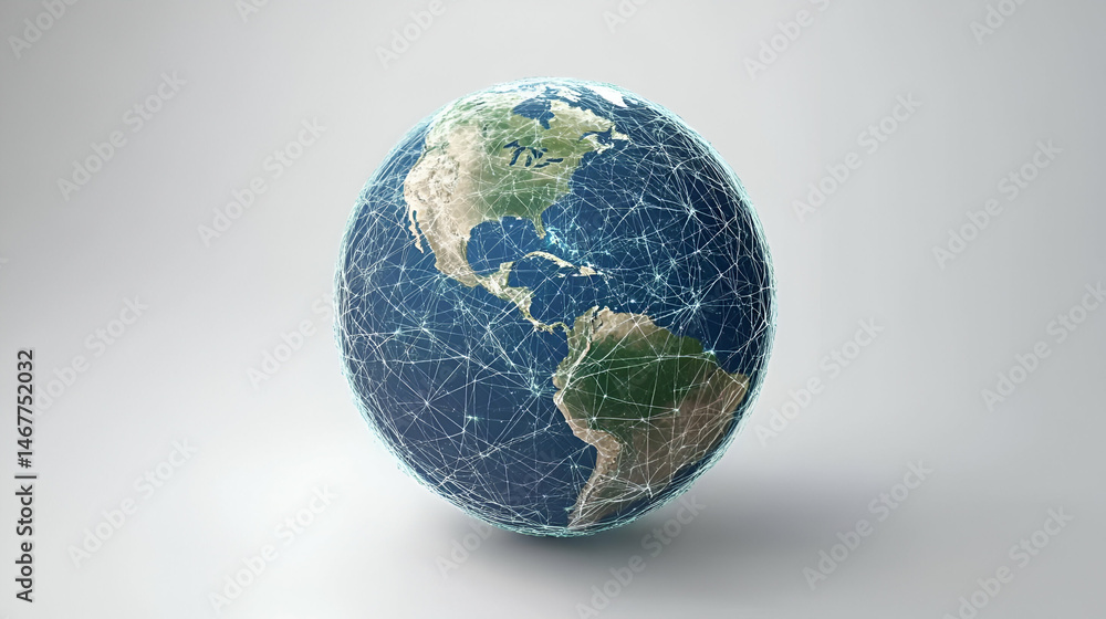 Fototapeta premium Pixelated Earth Globe Digital Network Connection