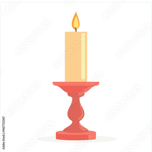 Candle Holder Flat vector, minimalist design, isolated on a white background.