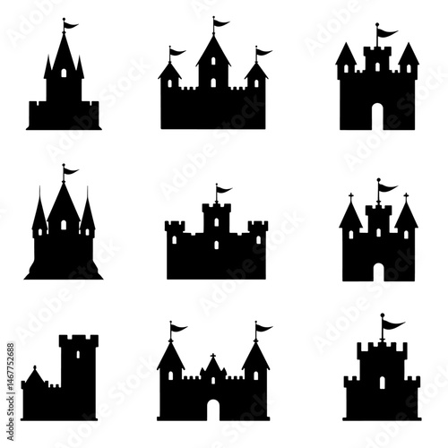 silhouettes of castle