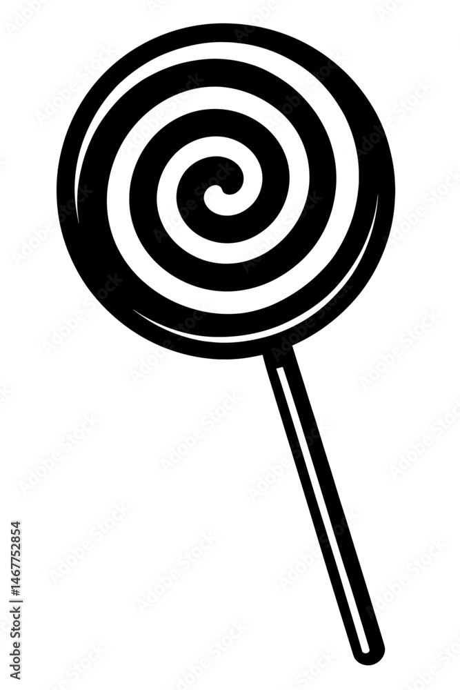 Black Outline Swirl Lollipop. Food Candy Graphic Element Vector Icon Representing Sweet, Treat, or Party. Black Outline Swirl Lollipop. Food Candy Graphic Element Vector Icon Representing Sweet, Treat, or Party.