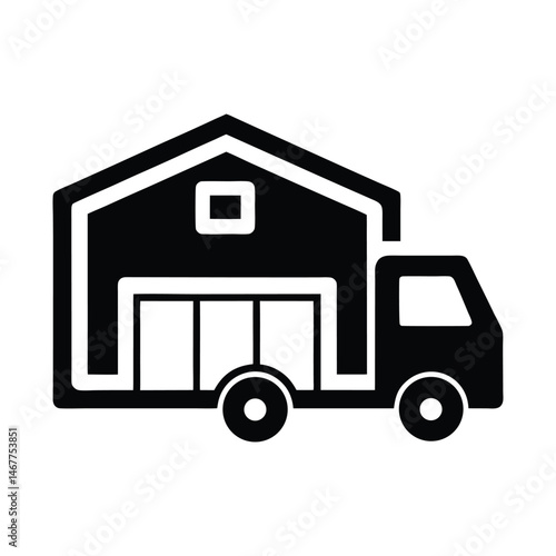 Warehouse Delivery Truck Icon Logistics, Shipping, and Transportation Symbol
