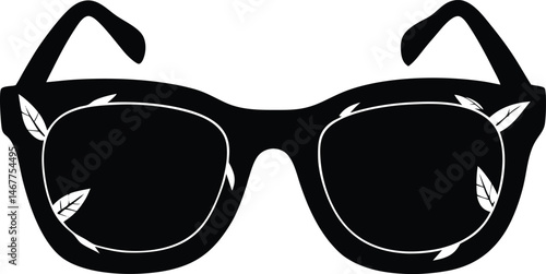 Black silhouette vector design of biodegradable sunglasses for eco-friendly concepts