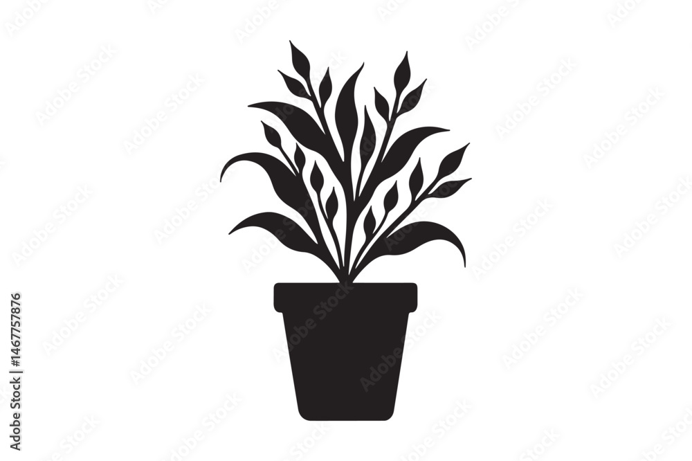 Fototapeta premium Potted Houseplant Silhouette SVG Botanical Clipart for Home Decor and Crafts