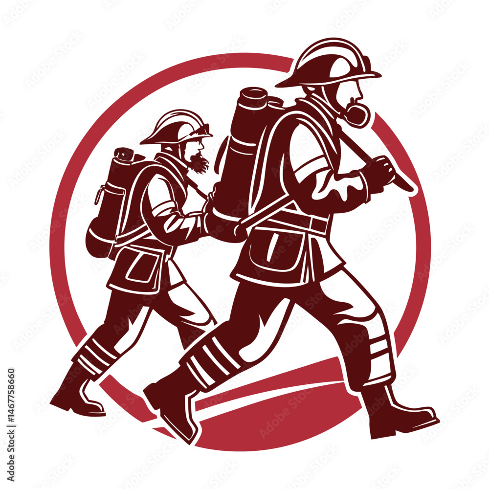 Fototapeta premium silhouette vector firefighters icon pose