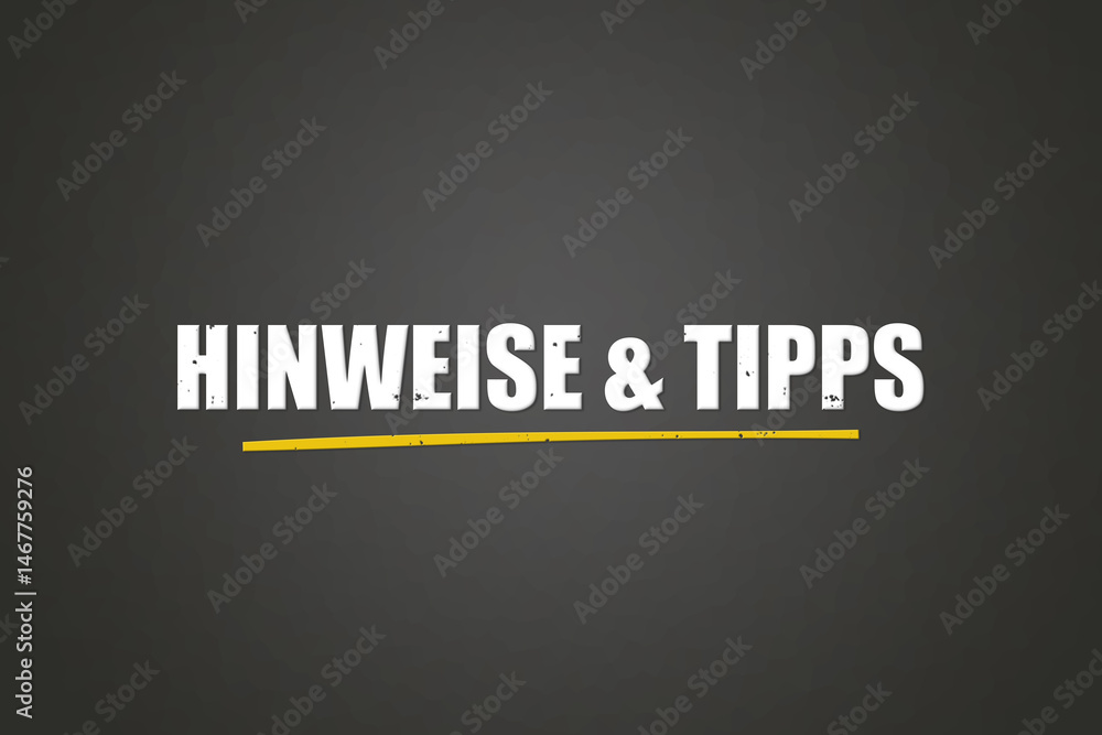 Obraz premium Hinweise & Tipps (Hints & Tips) - A blackboard with white text.