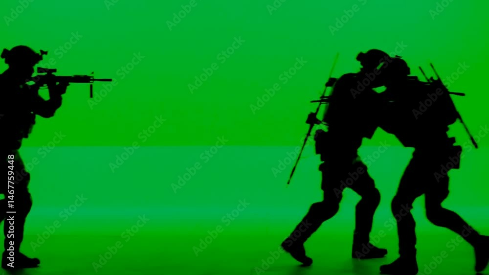 Soldiers in Alert Mode with Guns on Green Screen Animation Soldiers in Alert Mode with Guns on Green Screen Animation
