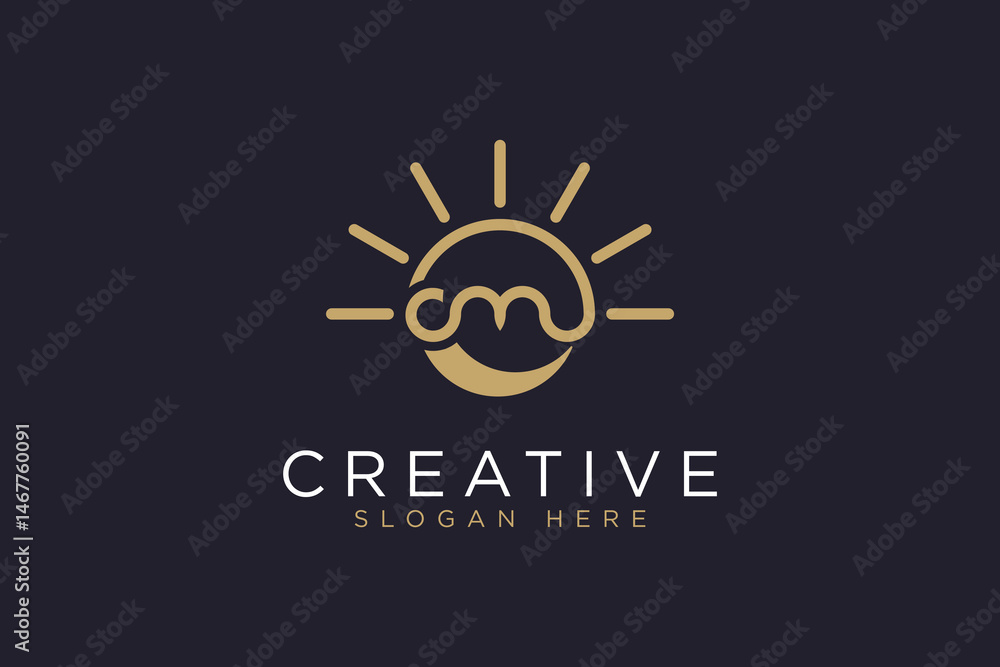 Fototapeta premium simple cm sun logo icon vector design template concept