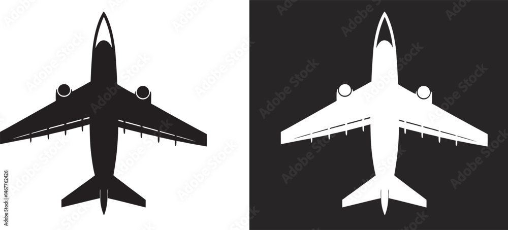 Black airplane icon collection, Set of black airplane silhouette, airplane vector illustration Black airplane icon collection, Set of black airplane silhouette, airplane vector illustration