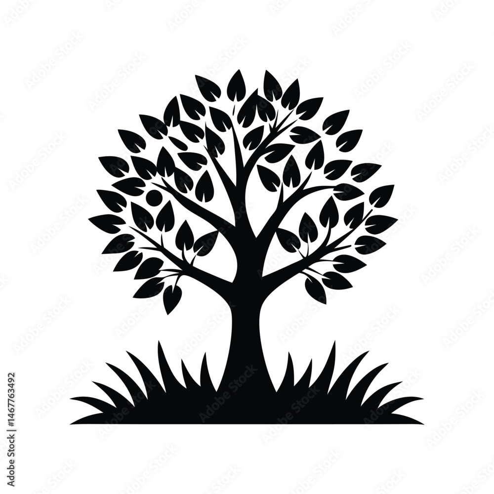 Elegant Black and White Tree Illustration Nature, Growth, and Life Symbol Elegant Black and White Tree Illustration Nature, Growth, and Life Symbol