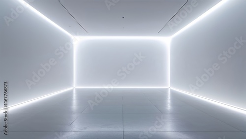 Wallpaper Mural Minimalist art installation featuring stark white walls and glowing light edges creates a unique spatial experience at an art gallery Torontodigital.ca