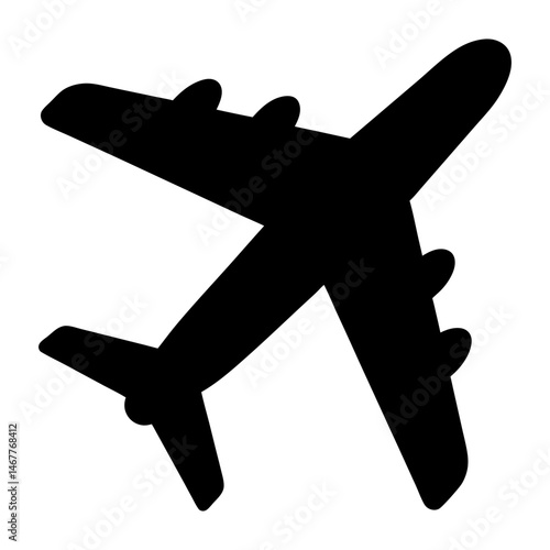Simple graphic of a commercial airplane in silhouette against white background