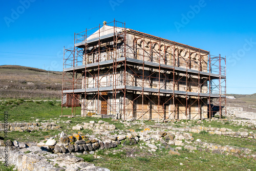 Side view of a historic church renovation