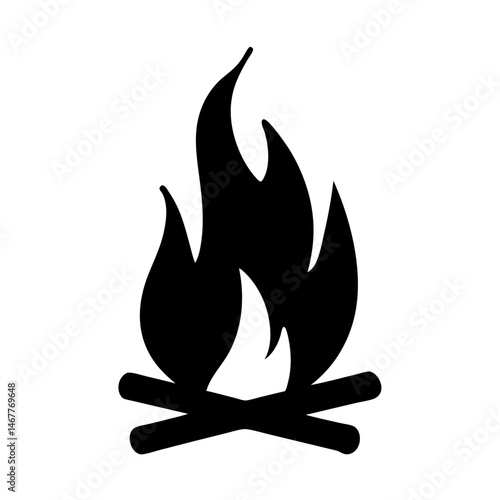 Burning bright a simple black and white campfire illustration on white