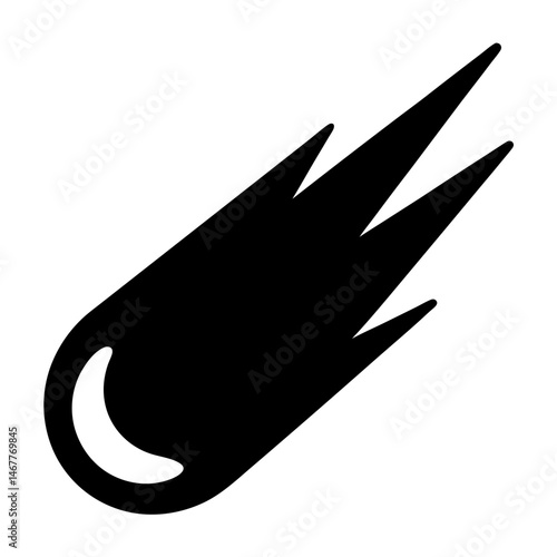 Stylized Black and White Comet Illustration with a Fiery Tail, Illustration