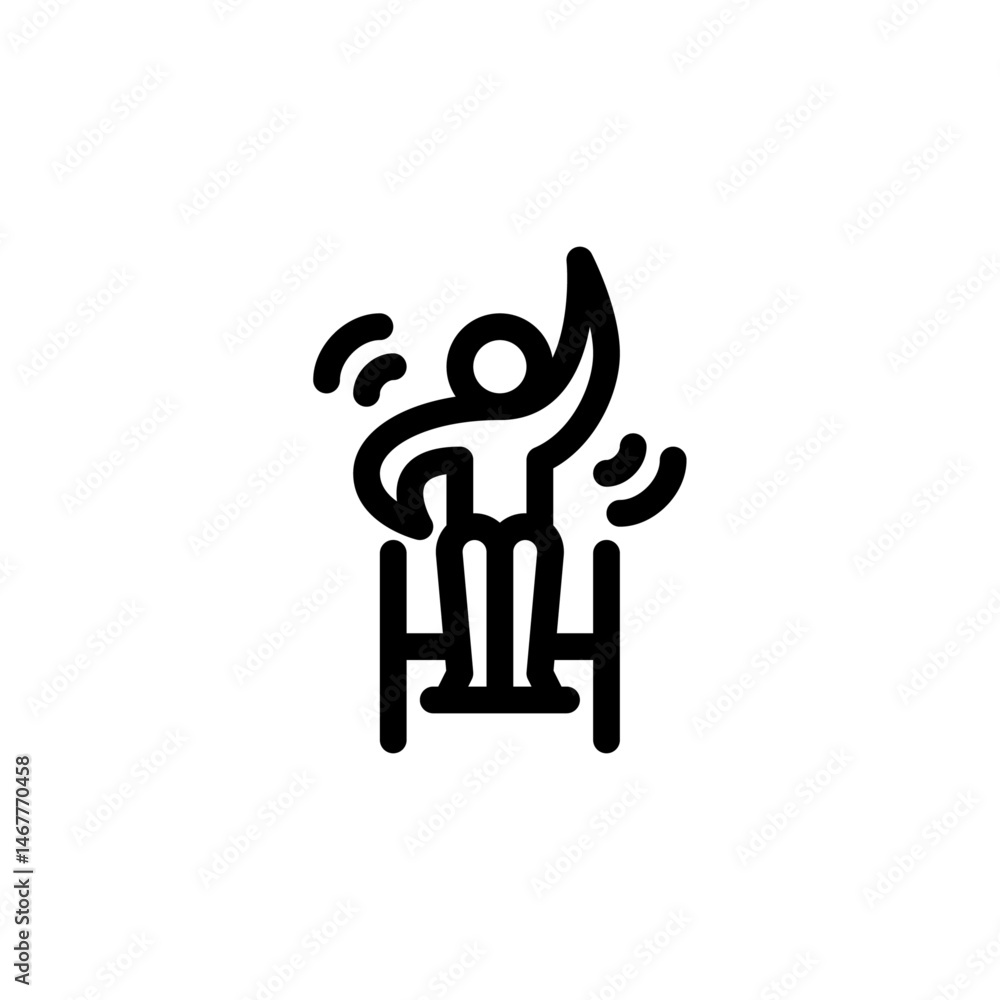 Obraz premium disabled person stretching outline icon. Disabled people line art illustration.