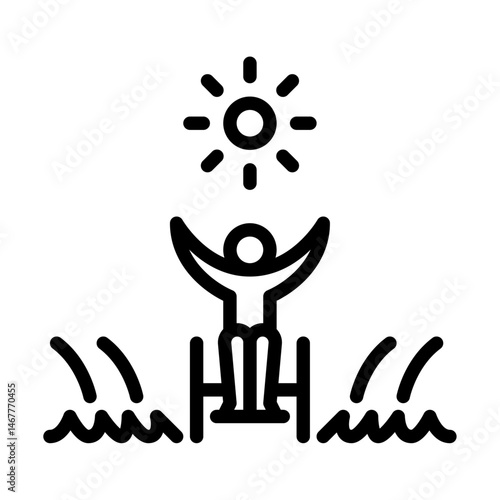 disabled person at park outline icon. Disabled people line art illustration.