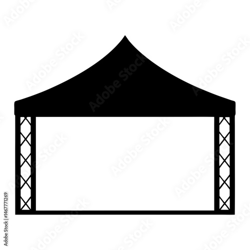 Silhouette illustration of a pop up tent or canopy with truss legs