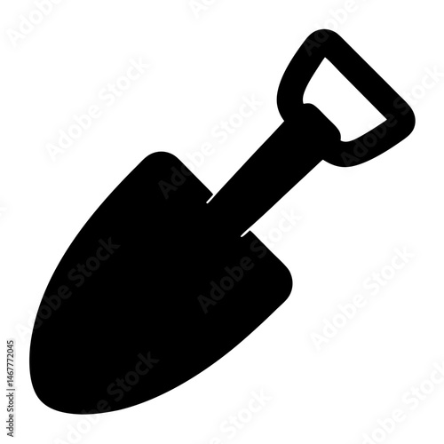 Stylized Black Silhouette of a Garden Trowel for Planting and Digging