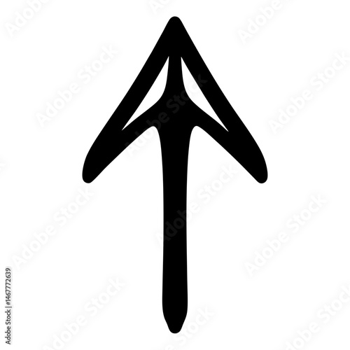 Minimalist upward arrow art piece, directing focus to the top of the image
