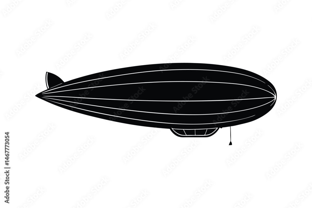 Obraz premium Silhouette art illustration of a dirigible airship.eps