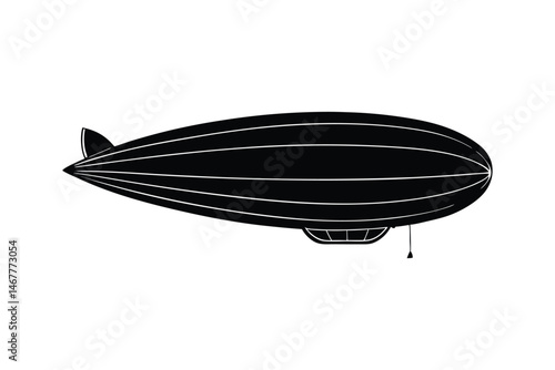 Silhouette art illustration of a dirigible airship.eps