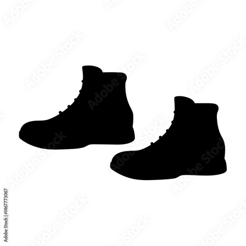 A Pair of Black Silhouette Ankle Boots on an Isolated White Background