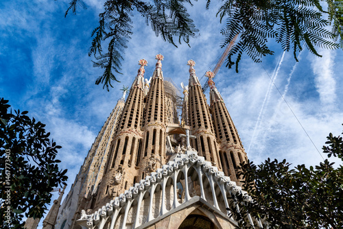 Sagrada Familia basilica with intricate facade details