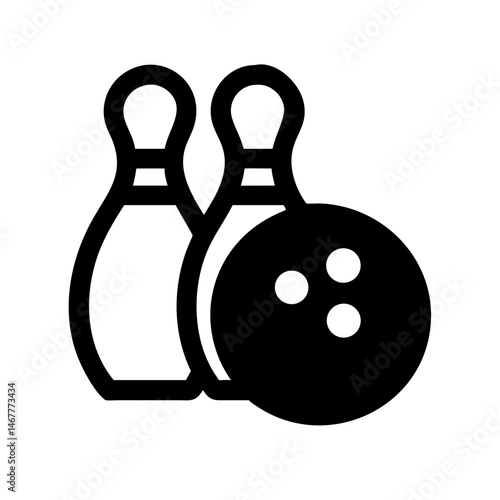 Icon of a bowling ball and pins representing the sport