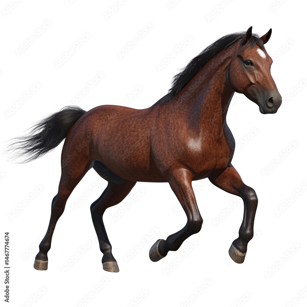 Naklejka premium Elegant Equine Portrait: Brown Horse with Graceful Posture on Black Background