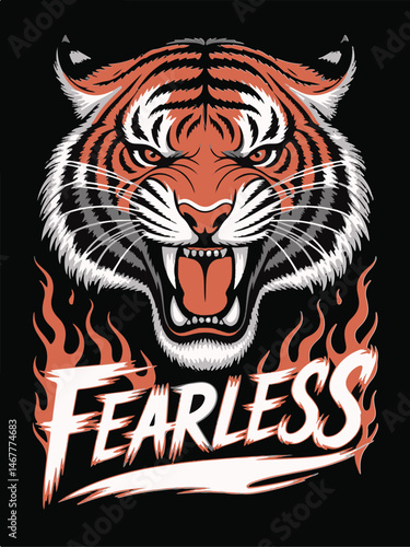 Fearless Royal Bengal Tiger T-shirt Design Vector