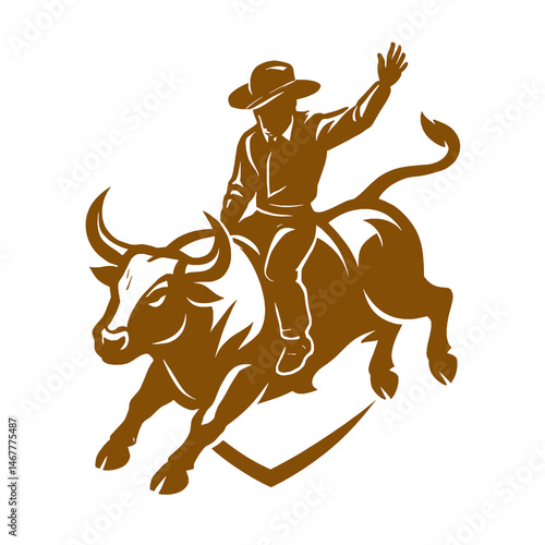 Bull Rider Cowboy Rodeo Vector Illustration