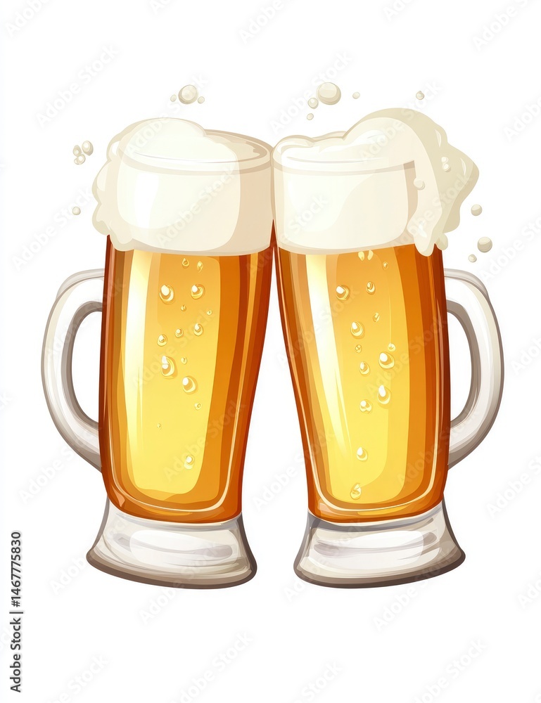 Cheers! Two Frothy Beer Steins in a Lively Toast Cheers! Two Frothy Beer Steins in a Lively Toast